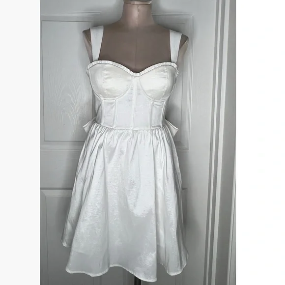 Altar’d State White Bow Mini Dress Sz M - Picture 5 of 16